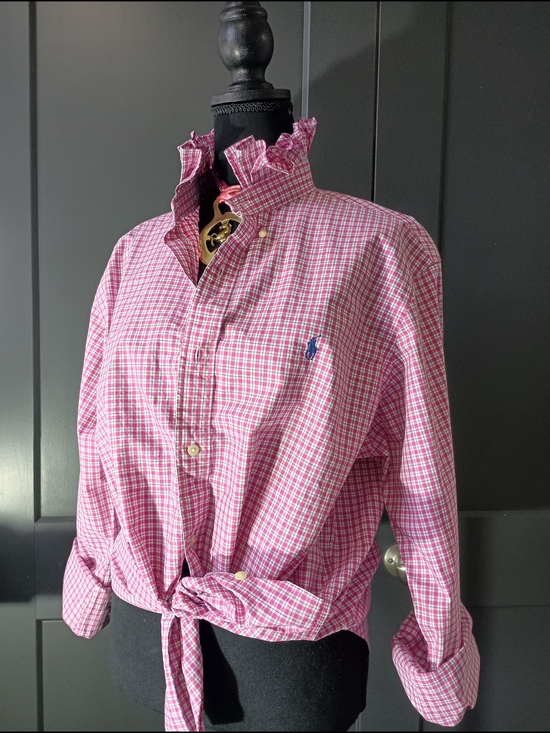 Ralph Lauren Tops - Upcycled Women's Ralph Lauren Ruffled Collar Shirt #045